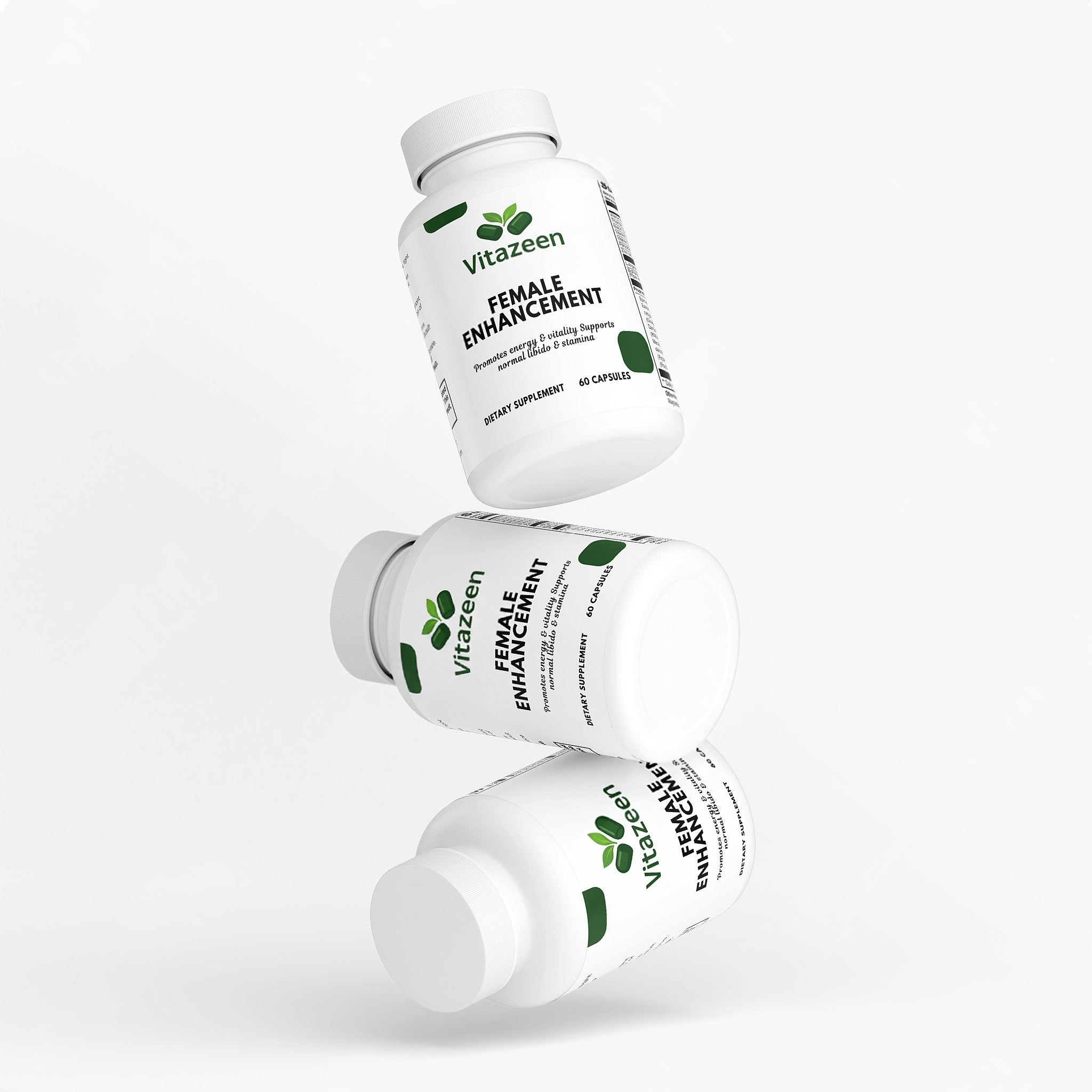 Vitazeen Female Enhancement supplement bottles on a white background